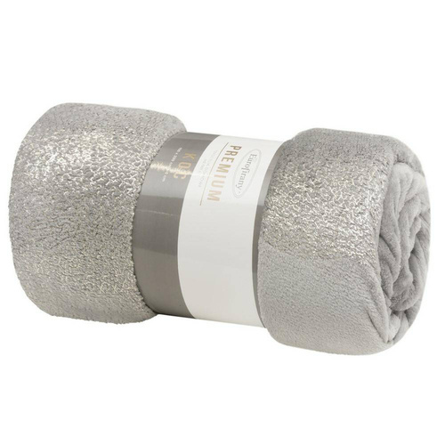 Koc narzuta z mikrofibry z błyszczącym nadrukiem liści Ginko 2 Eurofirany miodowy