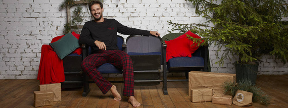 Piżama Męska długi rękaw, długie spodnie Zeman Italian Fashion - czarny/druk