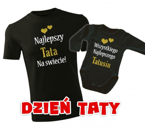 Koszulka + body "Komplet dla taty i dziecka na DZIEŃ OJCA" Moocha biały