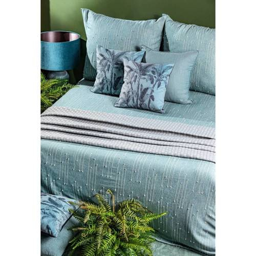 Pościel z ozdobnymi przeszyciami Montenegro 8 Eurofirany jasnozielony