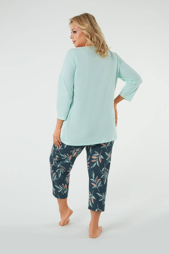 Piżama Damska 3/4 rękaw i 7/8 spodnie Julietta Italian Fashion - pistacjowy/druk 