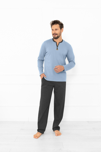 Piżama męska Juliusz Italian Fashion stalowy – bawełniana, elegancka i wygodna