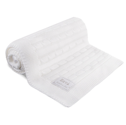 Eevi kocyk bambusowy – biały warkocz, antyalergiczny