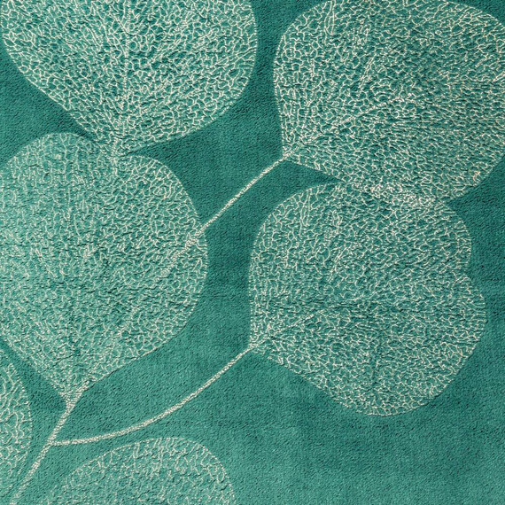 Koc narzuta z mikrofibry z błyszczącym nadrukiem liści Ginko 2 Eurofirany miodowy