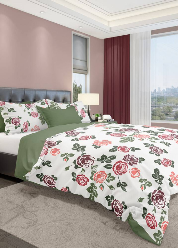 Pościel bawełniana Glamour 008 Fashion 2 róże Faro zielony