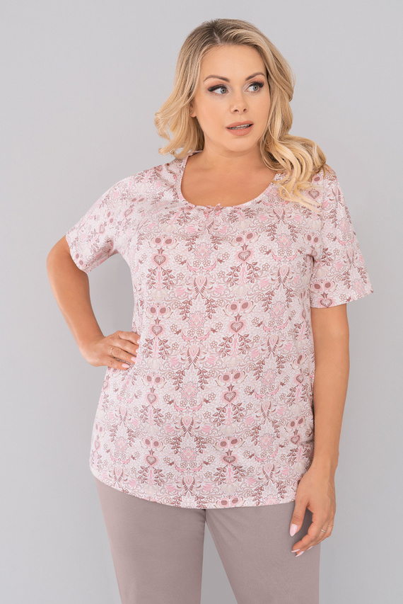 Piżama Damska krótki rękaw, 3/4 spodnie Kalmia Italian Fashion- druk