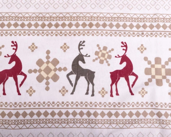 Pościel flanelowa świąteczna renifery F-88 Matex beżowy