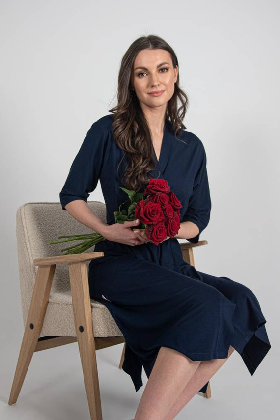 De Lafense Visa 942 – długi, lekki szlafrok damski z wiskozy, granat