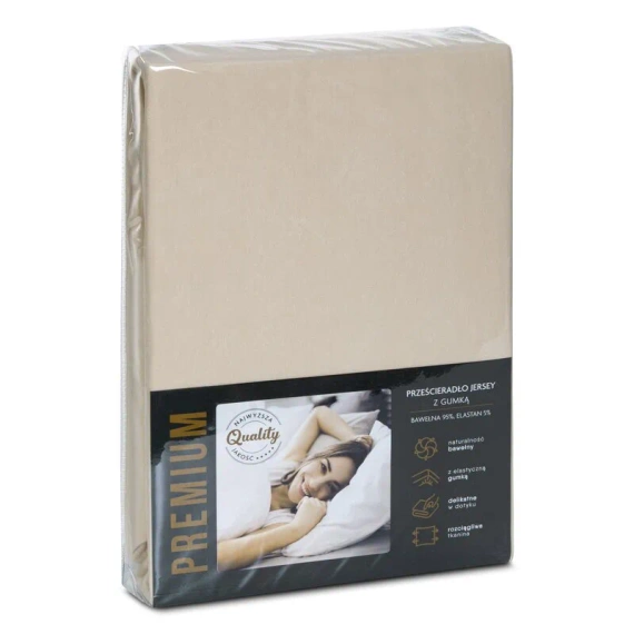 Jersey prześcieradło na wysoki materac Eurofirany beżowy