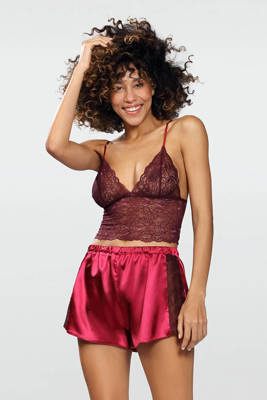 Piżama Damska Satynowa Patty DKaren - bordo