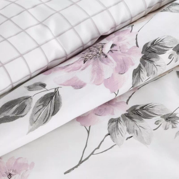 Pościel satynowa Spring 31 Kwiaty Eurofirany biały/fioletowy