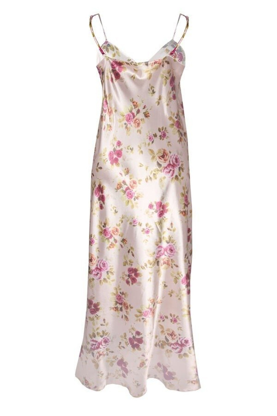 Długa halka satynowa Flowers DKaren - DK-HI4 ecru