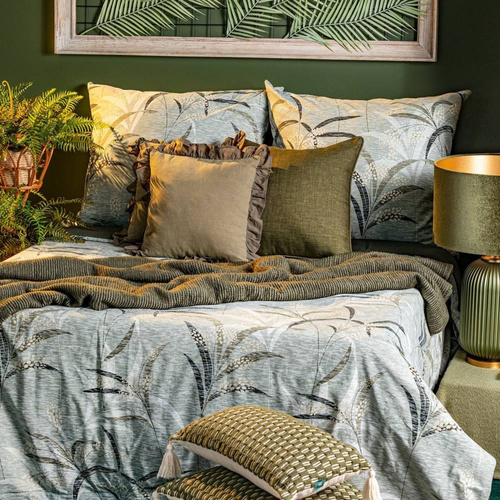 Pościel z bawełny liście Montenegro 6 Eurofirany oliwkowy