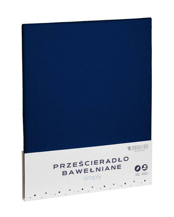 Prześcieradło bawełniane jednobarwne Simply Spod Igły i Nitki granatowy 