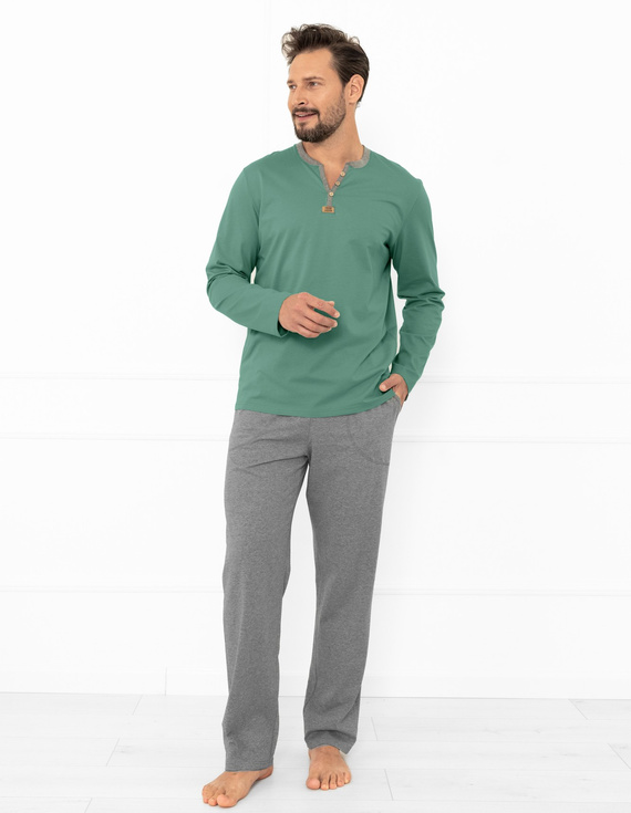 Piżama męska Juliusz Italian Fashion szałwia – bawełniana, elegancka i wygodna