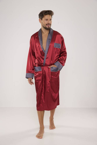 940 Satyna szlafrok męski Forex - bordo