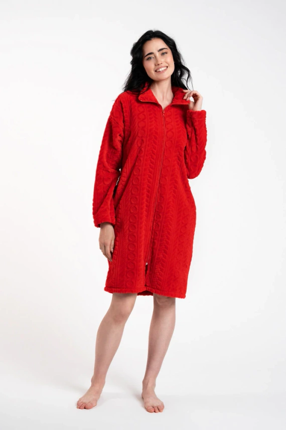 Szlafrok damski na zamek Rena Italian Fashion - czerwony