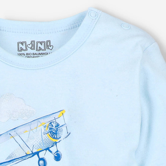 Bluzka z bawełny organicznej Samoloty Nini błękitny