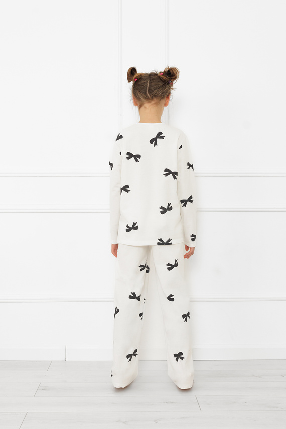 Dziewczęca piżama Fiocca– bawełna, ecru, wzór kokardki Italian Fashion