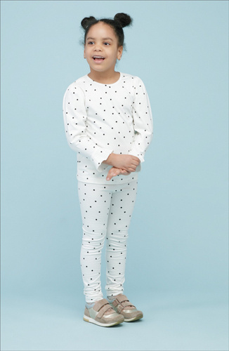 Leginsy w groszki Tres Bien Pinokio - ecru groszki