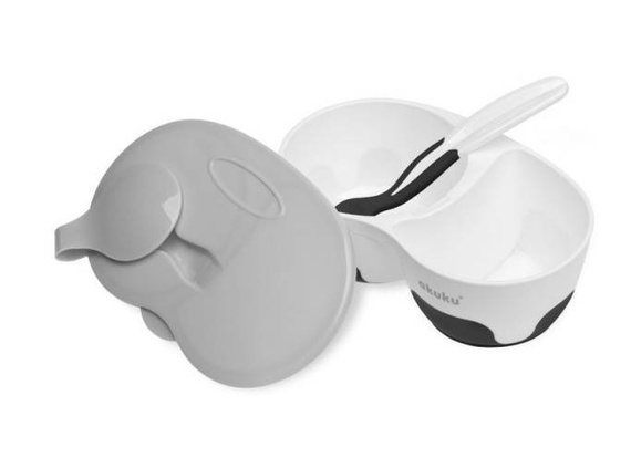 Miseczka dwukomorowa ALA0428 Akuku szary