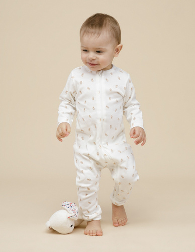 Pajac niemowlęcy na zamek Lovely Day Pinokio - beige ecru