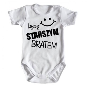 Body krótki rękaw "Będę STARSZYM bratem v2" Moocha biały