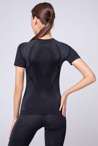 Koszulka termoaktywna damska krótki rękaw Powerful Spaio black/grey