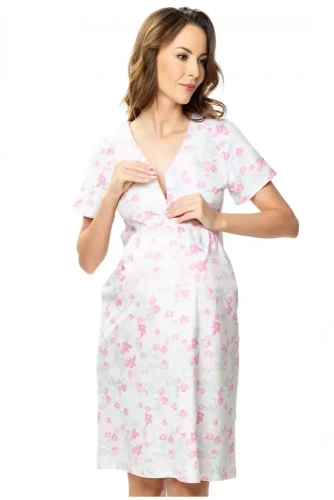 Koszula nocna ciążowa i do karmienia 86563 Gia Mewa różowy 