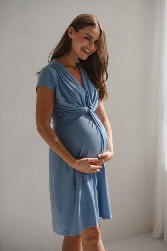 sukienka ciążowa i do karmienia krótki rękaw Loop Milk&Love błękitny