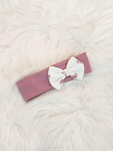 Opaska z kokardką Serduszka Bambarillo granatowo-różowy