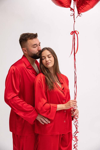 Komplet satynowy Lukas - czerwony