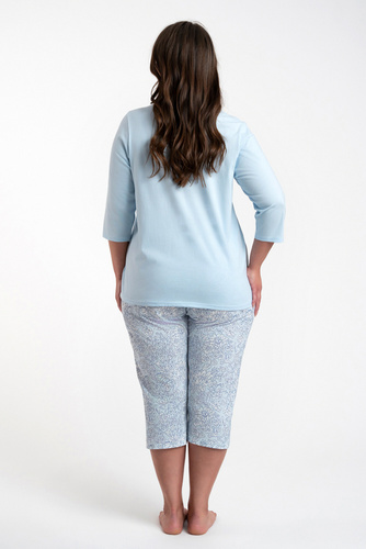 Piżama Damska 3/4 rękaw, 3/4 spodnie Salli Italian Fashion - niebieski/druk 