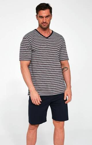 Piżama męska krótki rękaw, spodenki 330/41 Cornette - szary melanż