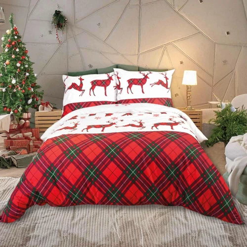 Pościel flanelowa świąteczna 31507/1 renifery Darymex czerwony