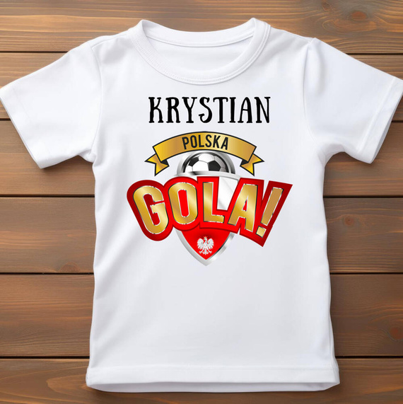 Koszulka dziecięca "Polska gola z imieniem" Moocha biały