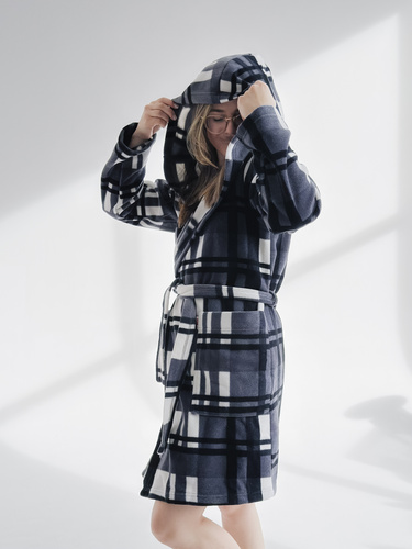 Szlafrok Kocyk 031 De Lafense – miękki polarowy szlafrok dla kobiet, które kochają przytulność, szary