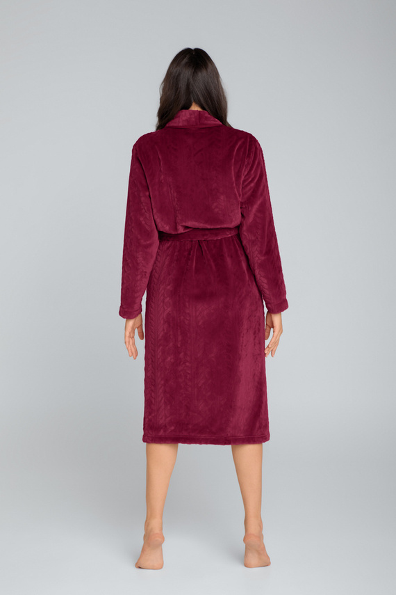 Szlafrok damski z kapturem Bona Italian Fashion - bordo