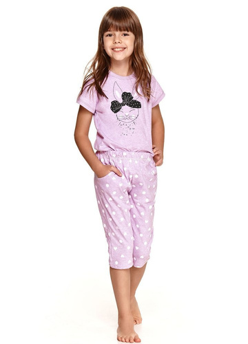 Piżama dziewczęca 2213 BekiTaro 01 szary-pudrowy róż