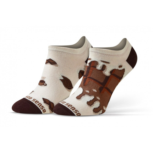 Kawa Czekolada Skarpety stopki finest cotton dwie różne Sesto Senso beżowy