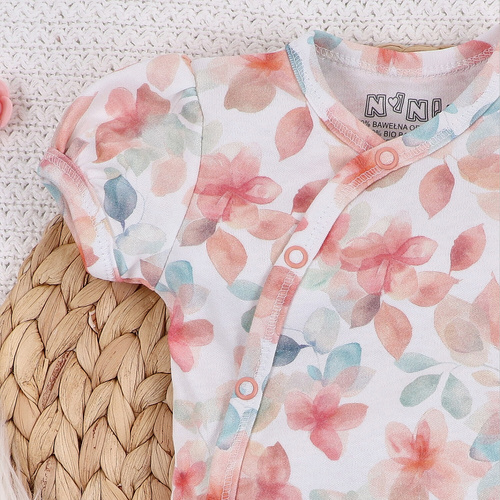 Body kopertowe z bawełny organicznej  Kolorowe Kwiatki Nini druk