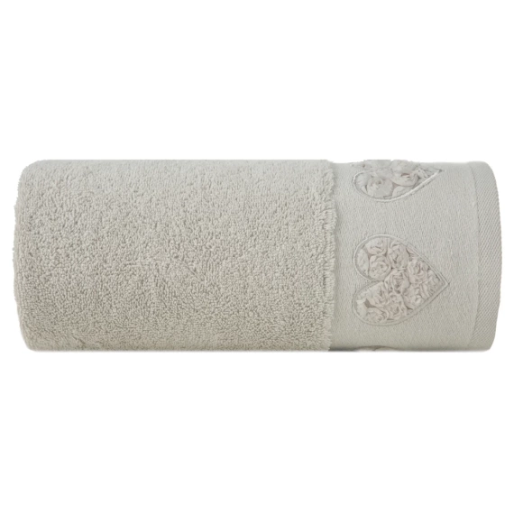 Ręcznik Kamila serca wypełnione różyczkami Eurofirany srebrny