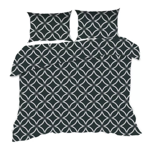 Komplet pościeli bawełnianej Classic E24 Karo 1956N maroko czarna biała– 100% bawełna, mocny splot, 2 elementy