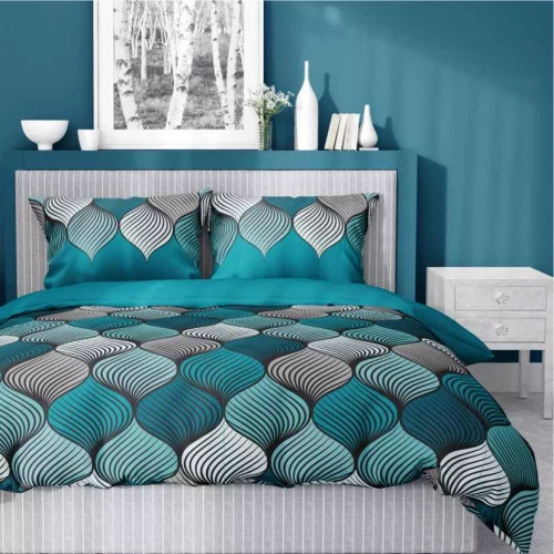 Pościel satynowa Orientalna mozaika 5226 A Detexpol turkusowy