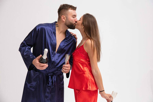 Szlafrok męski Lukas Dkaren - granatowy