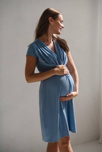 sukienka ciążowa i do karmienia krótki rękaw Loop Milk&Love błękitny