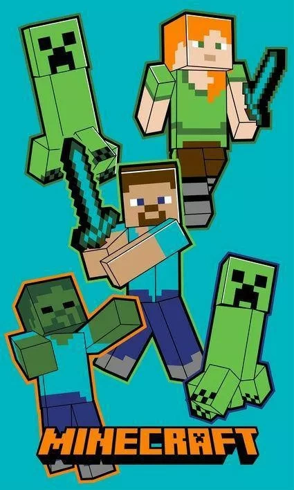 Dziecięcy ręcznik do przedszkola Minecraft | Bawełniany, z zawieszką, chłonny