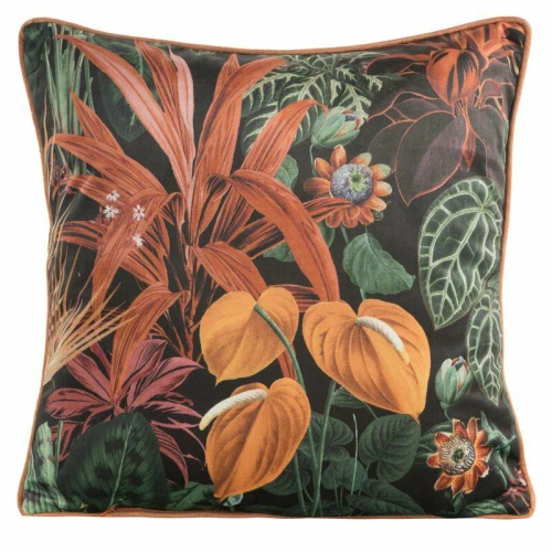 Poszewka welurowa kwiaty Velvet 104 Eurofirany pomarańczowy