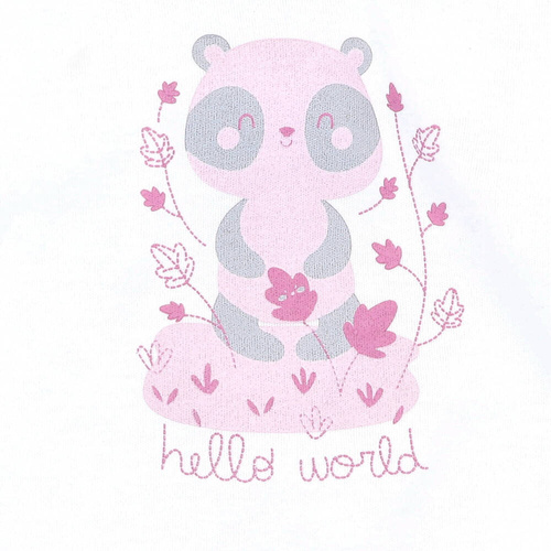 Body dla dziewczynki z bawełny organicznej Wesoła Panda Nini ecru