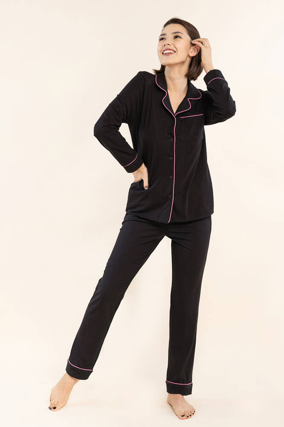 Piżama damska rozpinana 11 Bonamera czarny